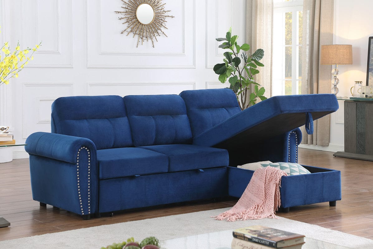 Navy velvet sleeper deals sofa