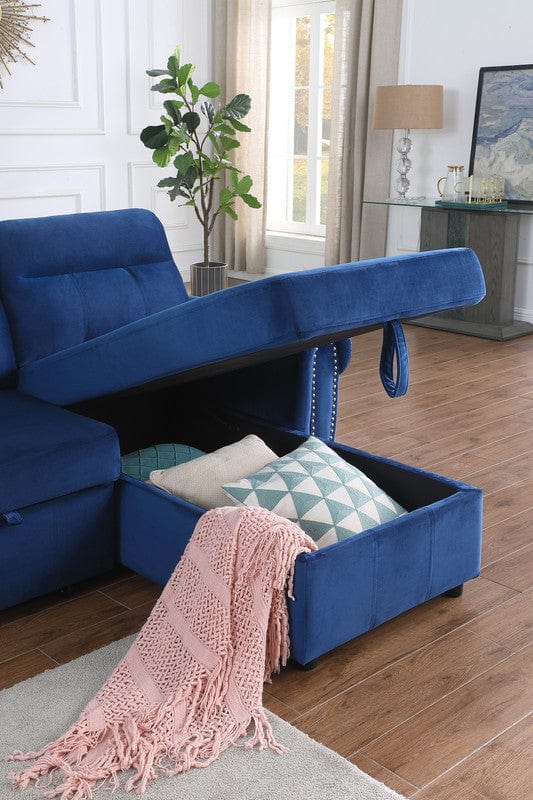 Blue velvet deals sleeper sectional