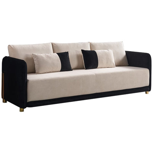 1st Choice Furniture Direct Sofa 1st Choice Beige and Black Velvet Sofa