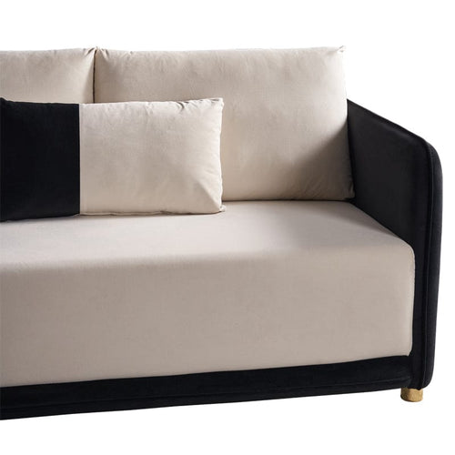 1st Choice Furniture Direct Sofa 1st Choice Beige and Black Velvet Sofa