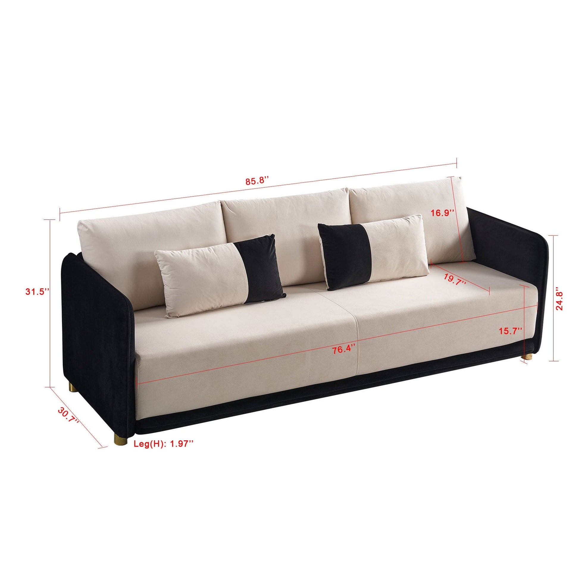 1st Choice Furniture Direct Sofa 1st Choice Beige and Black Velvet Sofa