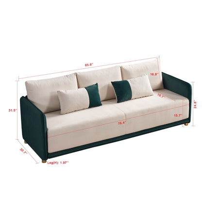 1st Choice Furniture Direct Sofa 1st Choice Contemporary Beige and Green Velvet Sofa