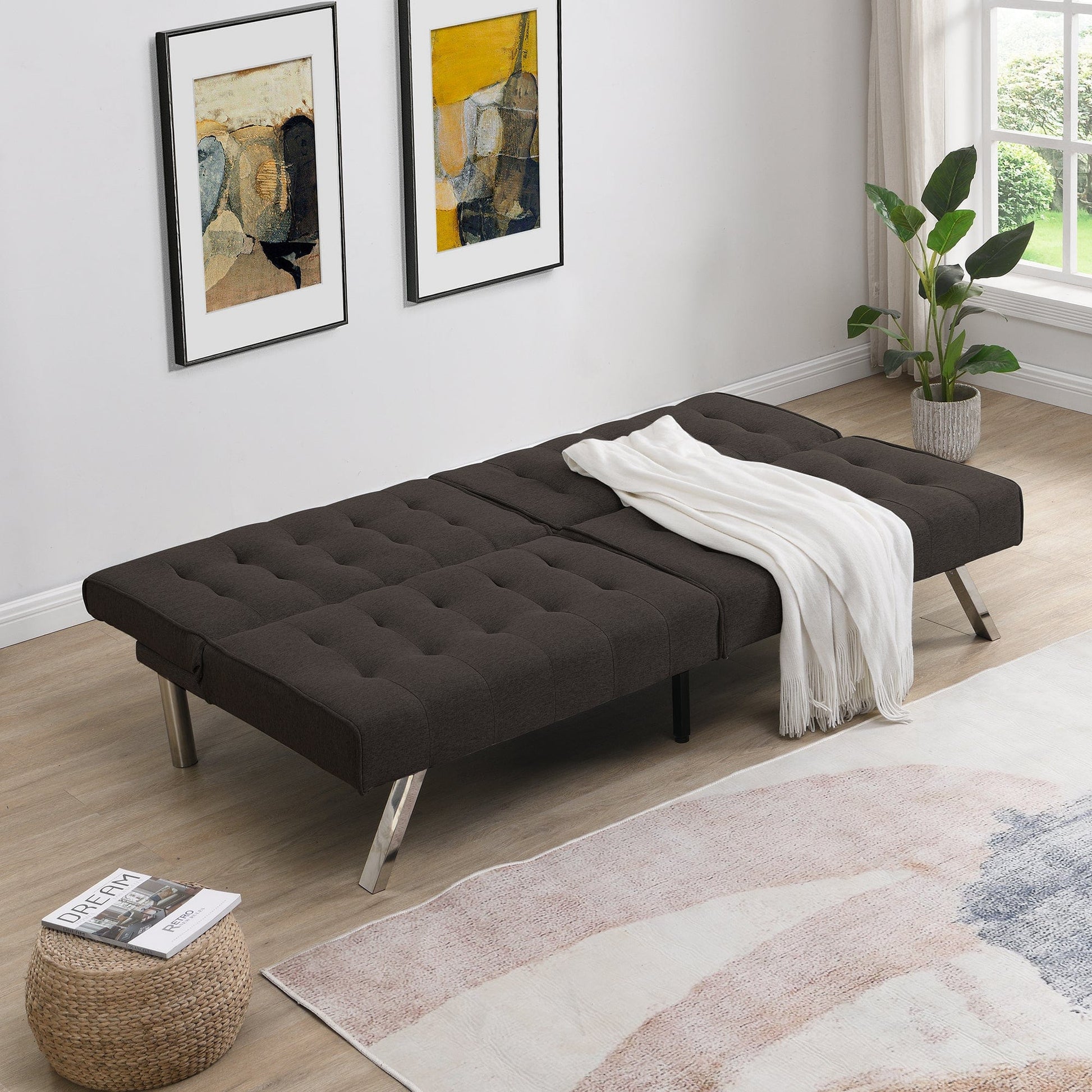 1st Choice Furniture Direct Sofa 1st Choice Espresso Futon Sofa Bed with Wooden Frame