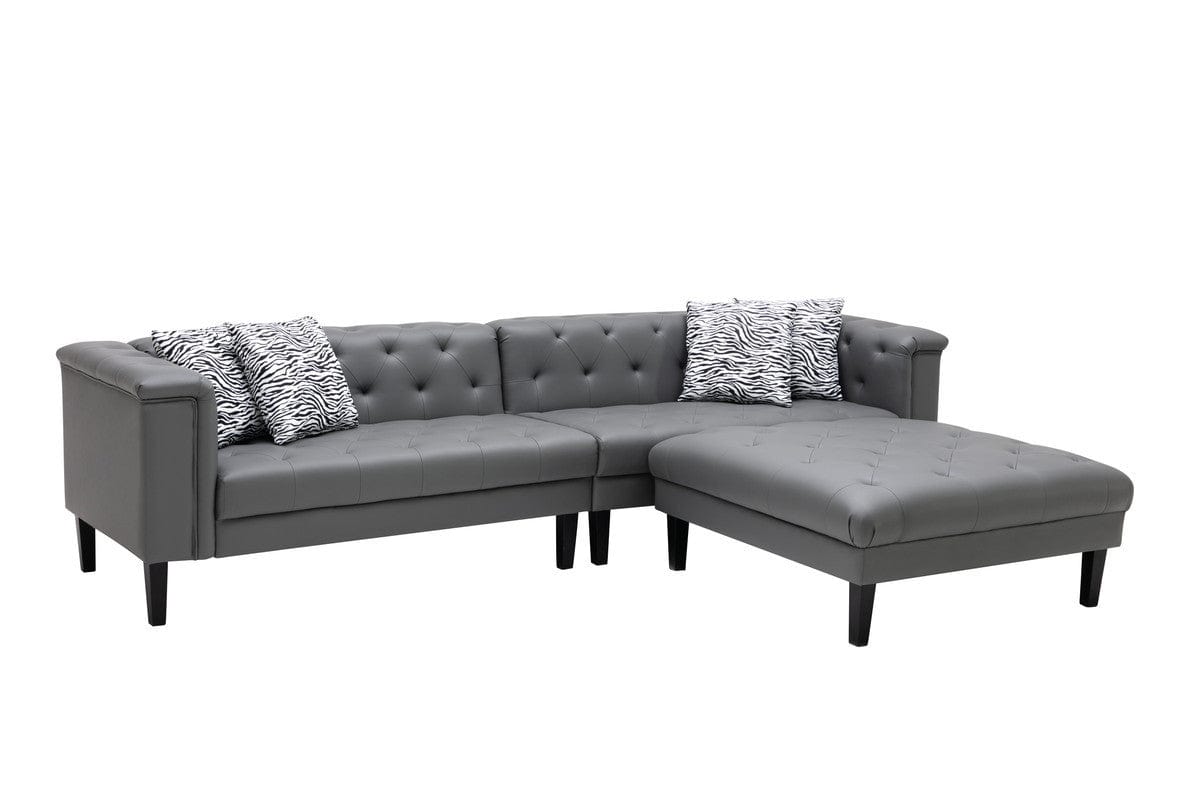 1st Choice Furniture Direct Sofa 1st Choice Gray Tufted Sofa and Ottoman with Accent Pillows