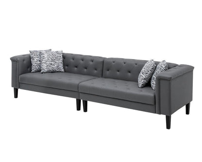 1st Choice Furniture Direct Sofa 1st Choice Gray Tufted Sofa and Ottoman with Accent Pillows