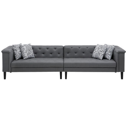 1st Choice Furniture Direct Sofa 1st Choice Gray Tufted Sofa and Ottoman with Accent Pillows