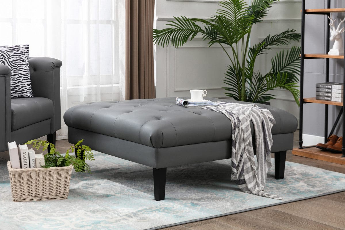 1st Choice Furniture Direct Sofa 1st Choice Gray Tufted Sofa and Ottoman with Accent Pillows