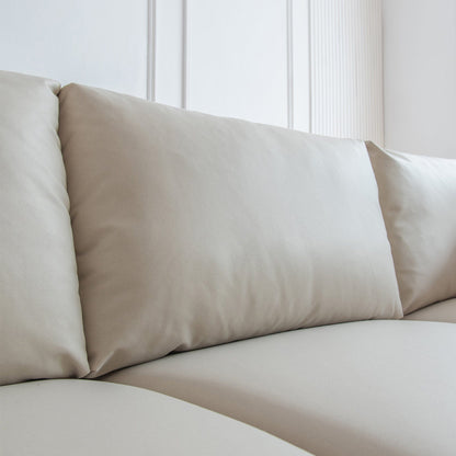 1st Choice Furniture Direct Sofa 1st Choice L-Shaped Corner leather Sofa w/Pillows in Beige Finish