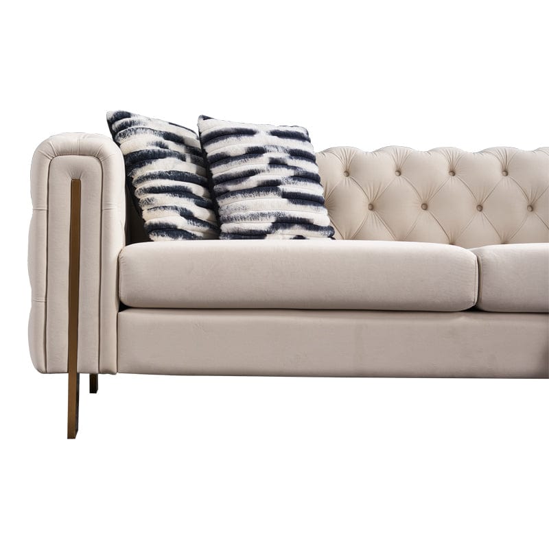 1st Choice Furniture Direct Sofa 1st Choice Modern Velvet Upholstered Tufted- Sofa in Cream Finish