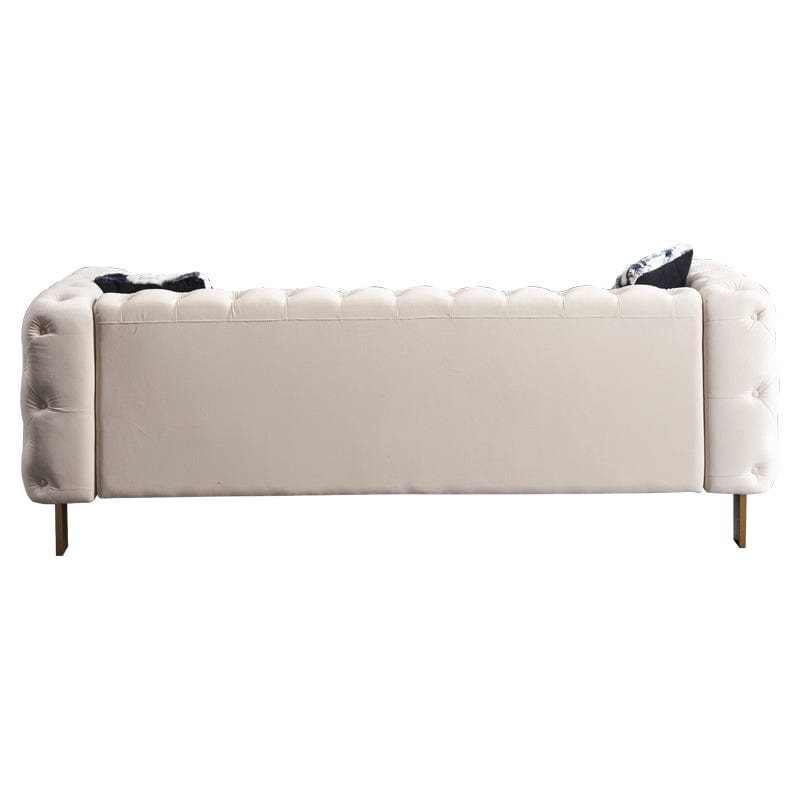 1st Choice Furniture Direct Sofa 1st Choice Modern Velvet Upholstered Tufted- Sofa in Cream Finish