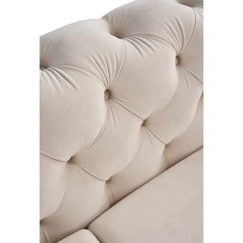 1st Choice Furniture Direct Sofa 1st Choice Modern Velvet Upholstered Tufted- Sofa in Cream Finish