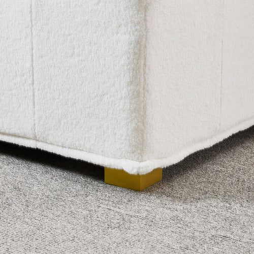 1st Choice Furniture Direct Sofa 1st Choice Sofa Ottoman with Gold Wooden Legs and Teddy Fabric (White)