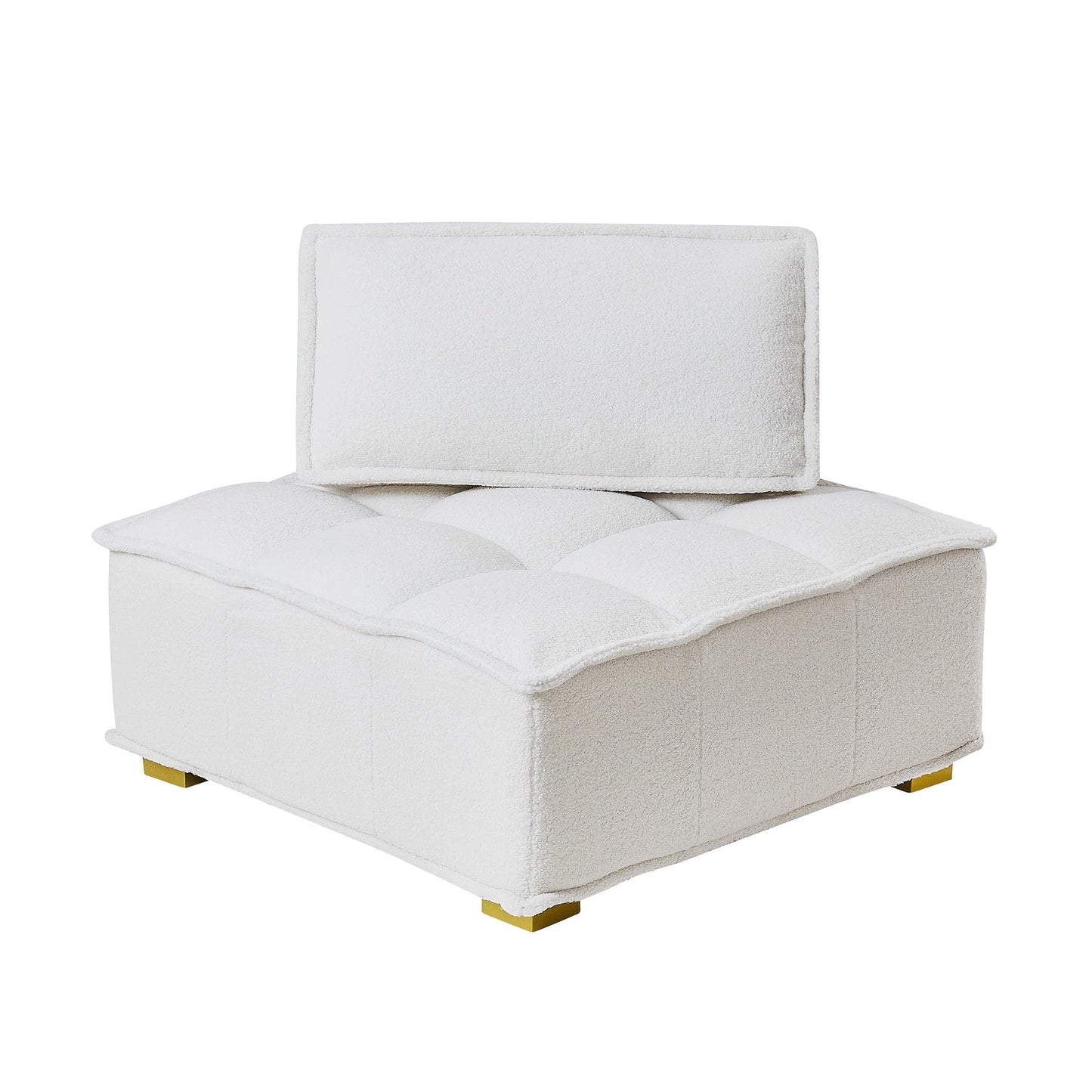 1st Choice Furniture Direct Sofa 1st Choice Sofa Ottoman with Gold Wooden Legs and Teddy Fabric (White)