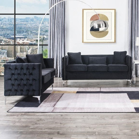 1st Choice Furniture Direct Sofa & Loveseat 1st Choice Modern Black Velvet Sofa and Loveseat Living Room Set