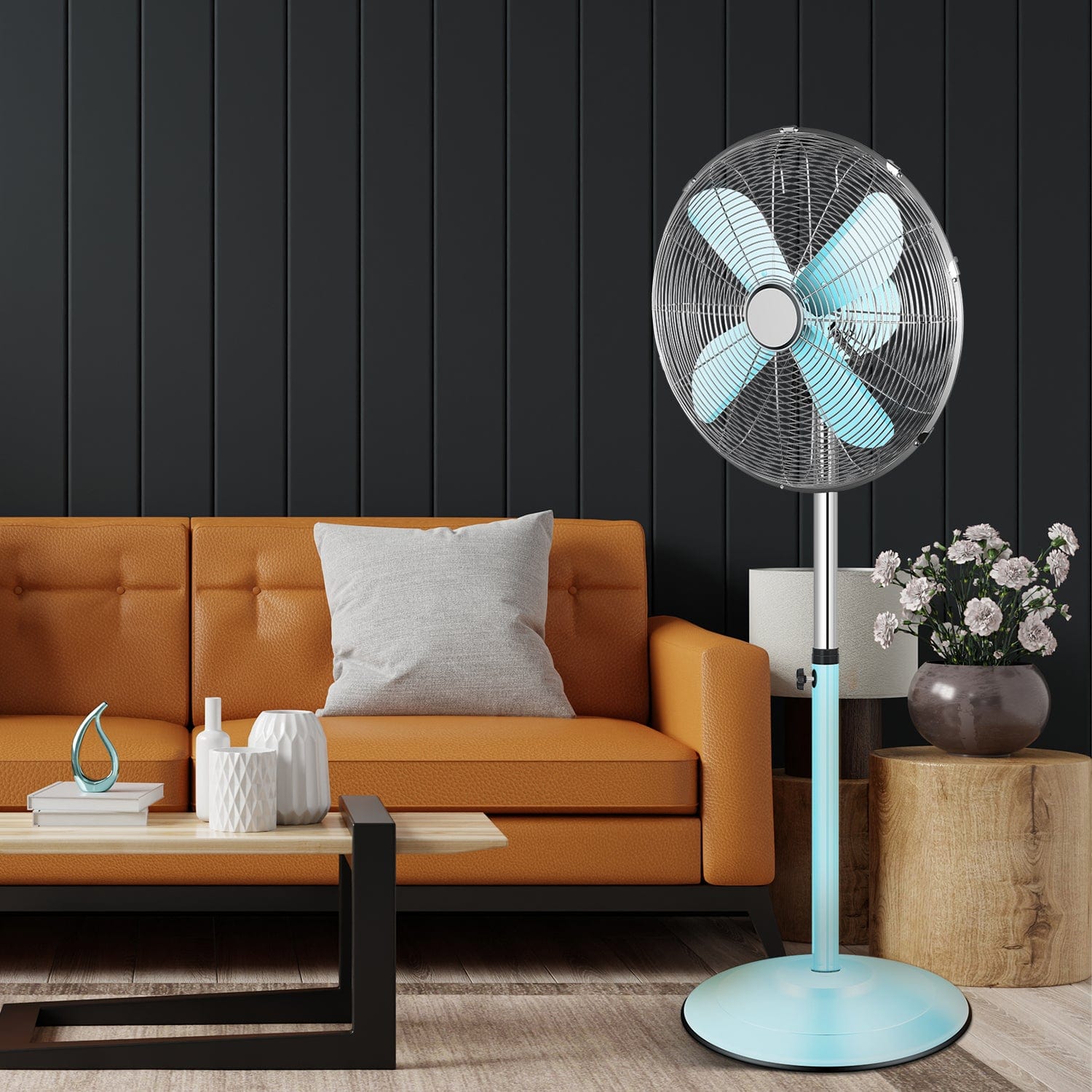 1st Choice Furniture Direct Stand Fan 1st Choice Heavy Duty Green Metal Stand Fan with Adjustable Height