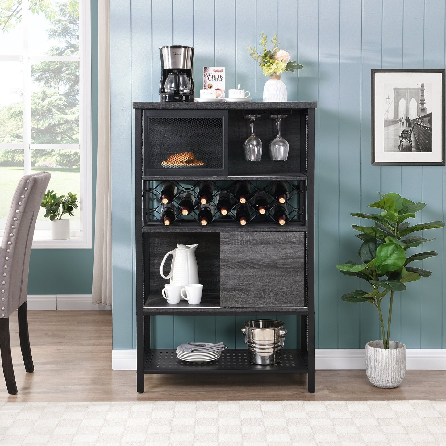 1st Choice Furniture Direct Storage Cabinet 1st Choice Elegant Metal Wood Bar Cabinet with Wine Rack and Holder