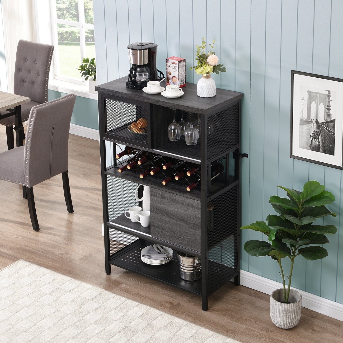 1st Choice Furniture Direct Storage Cabinet 1st Choice Elegant Metal Wood Bar Cabinet with Wine Rack and Holder