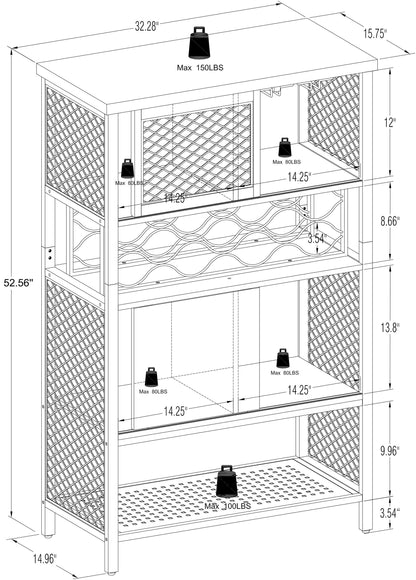 1st Choice Furniture Direct Storage Cabinet 1st Choice Elegant Metal Wood Bar Cabinet with Wine Rack and Holder