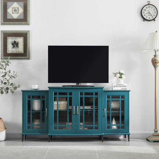 1st Choice Furniture Direct Storage Cabinet 1st Choice Multifunctional Storage Cabinet in Teal Blue w/ Glass Door