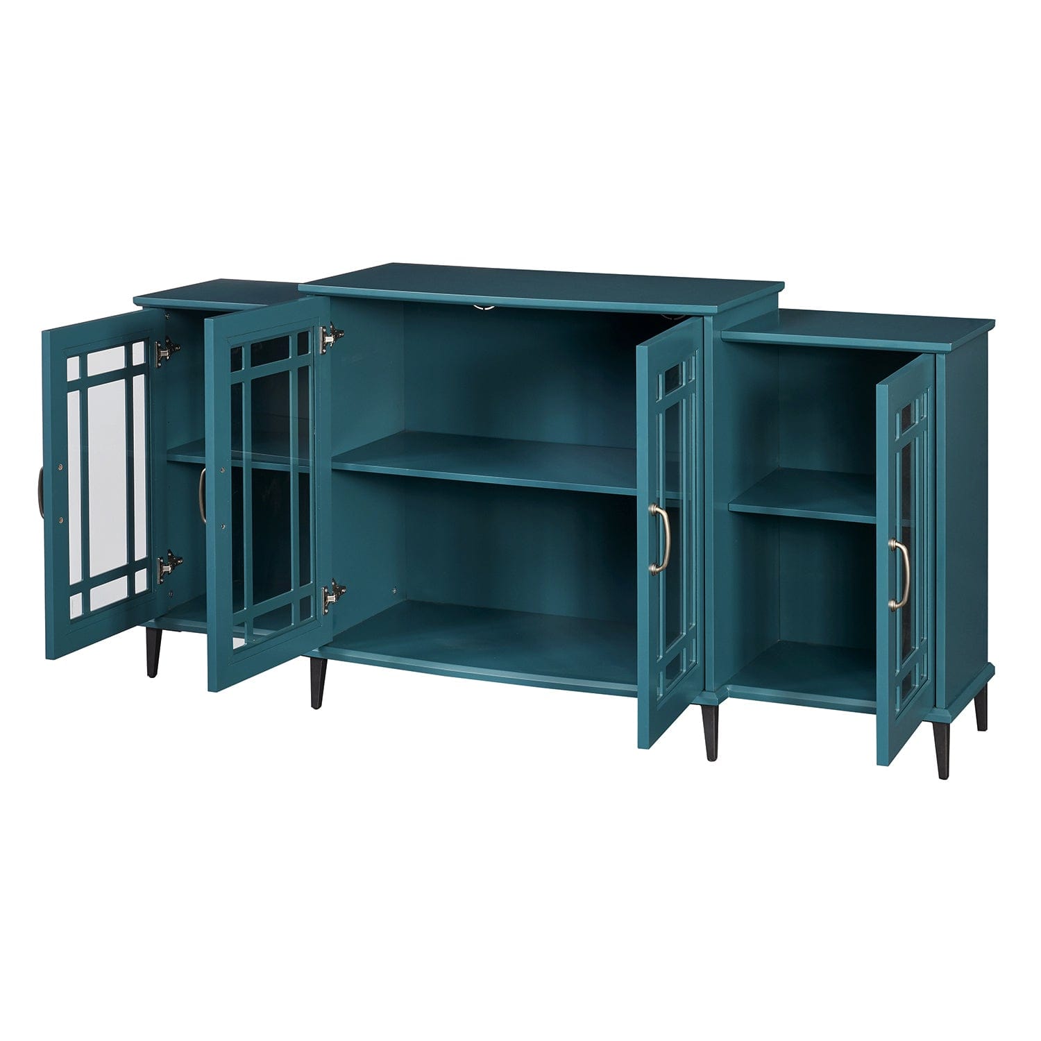 1st Choice Furniture Direct Storage Cabinet 1st Choice Multifunctional Storage Cabinet in Teal Blue w/ Glass Door