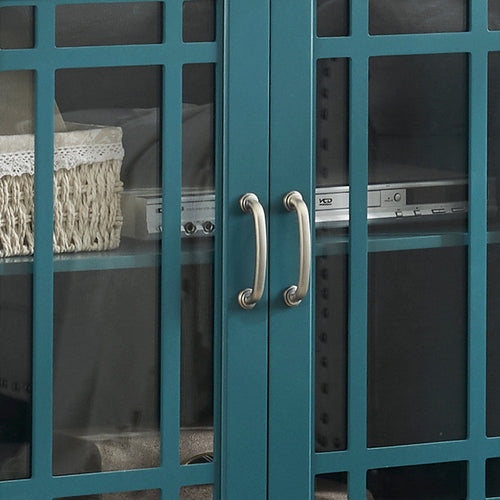 1st Choice Furniture Direct Storage Cabinet 1st Choice Multifunctional Storage Cabinet in Teal Blue w/ Glass Door