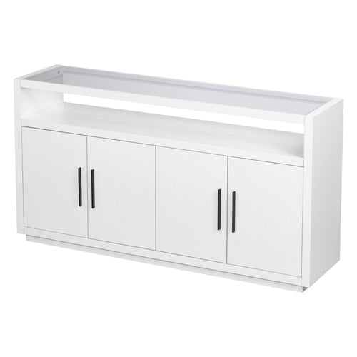 1st Choice Furniture Direct Storage Cabinet 1st Choice Stylish Wooden Storage Cabinet w/ Glass Top & 4 Metal Handles