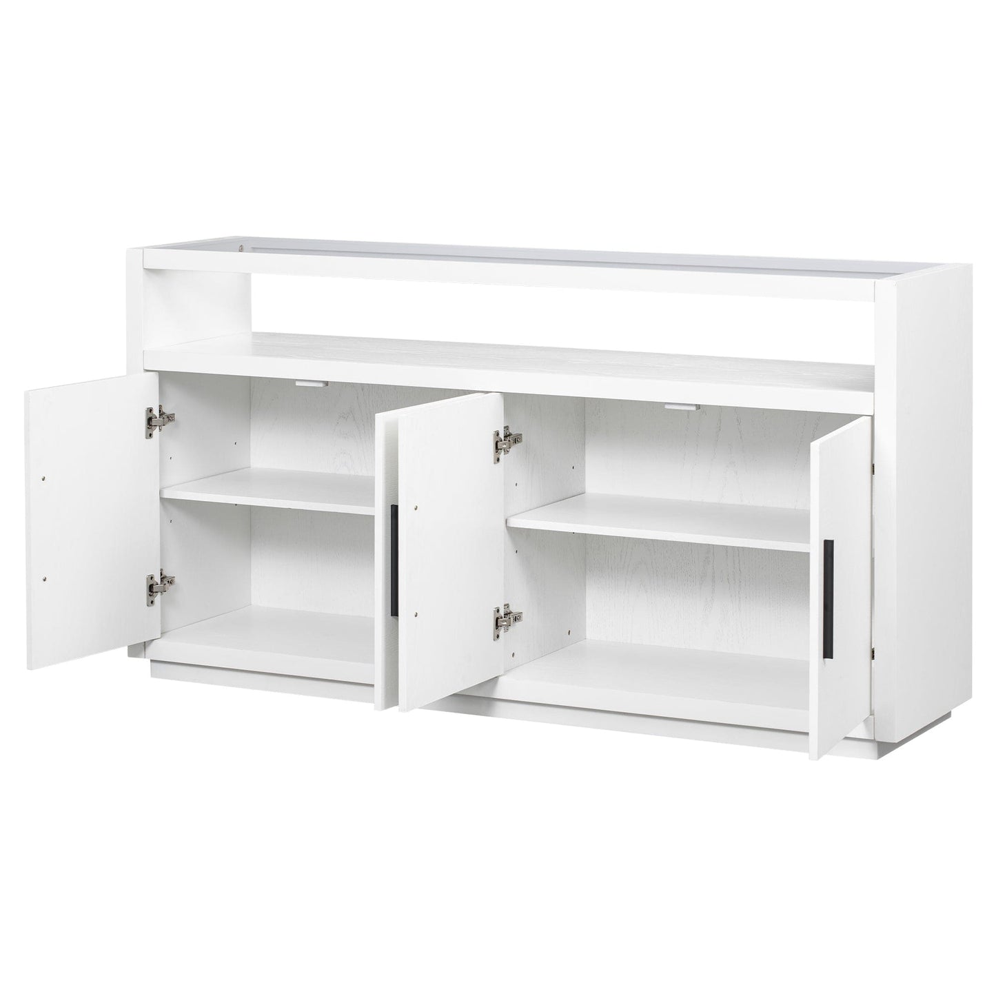 1st Choice Furniture Direct Storage Cabinet 1st Choice Stylish Wooden Storage Cabinet w/ Glass Top & 4 Metal Handles