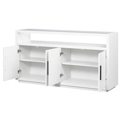 1st Choice Furniture Direct Storage Cabinet 1st Choice Stylish Wooden Storage Cabinet w/ Glass Top & 4 Metal Handles