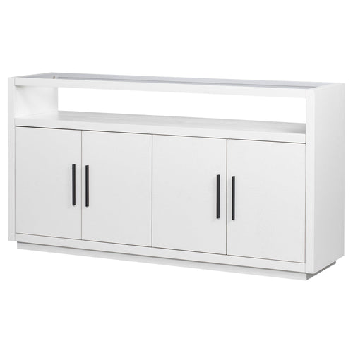 1st Choice Furniture Direct Storage Cabinet 1st Choice Stylish Wooden Storage Cabinet w/ Glass Top & 4 Metal Handles