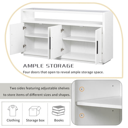 1st Choice Furniture Direct Storage Cabinet 1st Choice Stylish Wooden Storage Cabinet w/ Glass Top & 4 Metal Handles