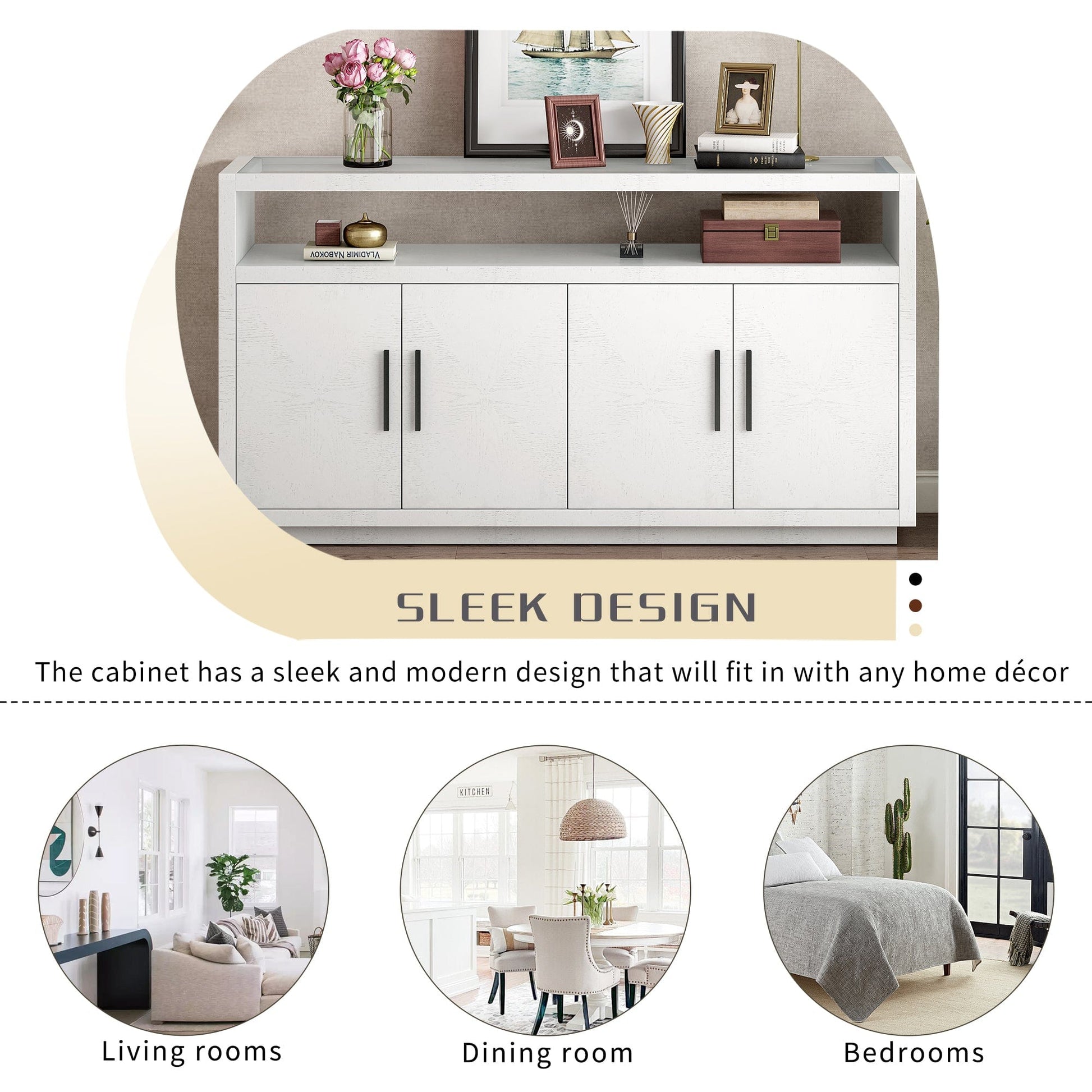 1st Choice Furniture Direct Storage Cabinet 1st Choice Stylish Wooden Storage Cabinet w/ Glass Top & 4 Metal Handles