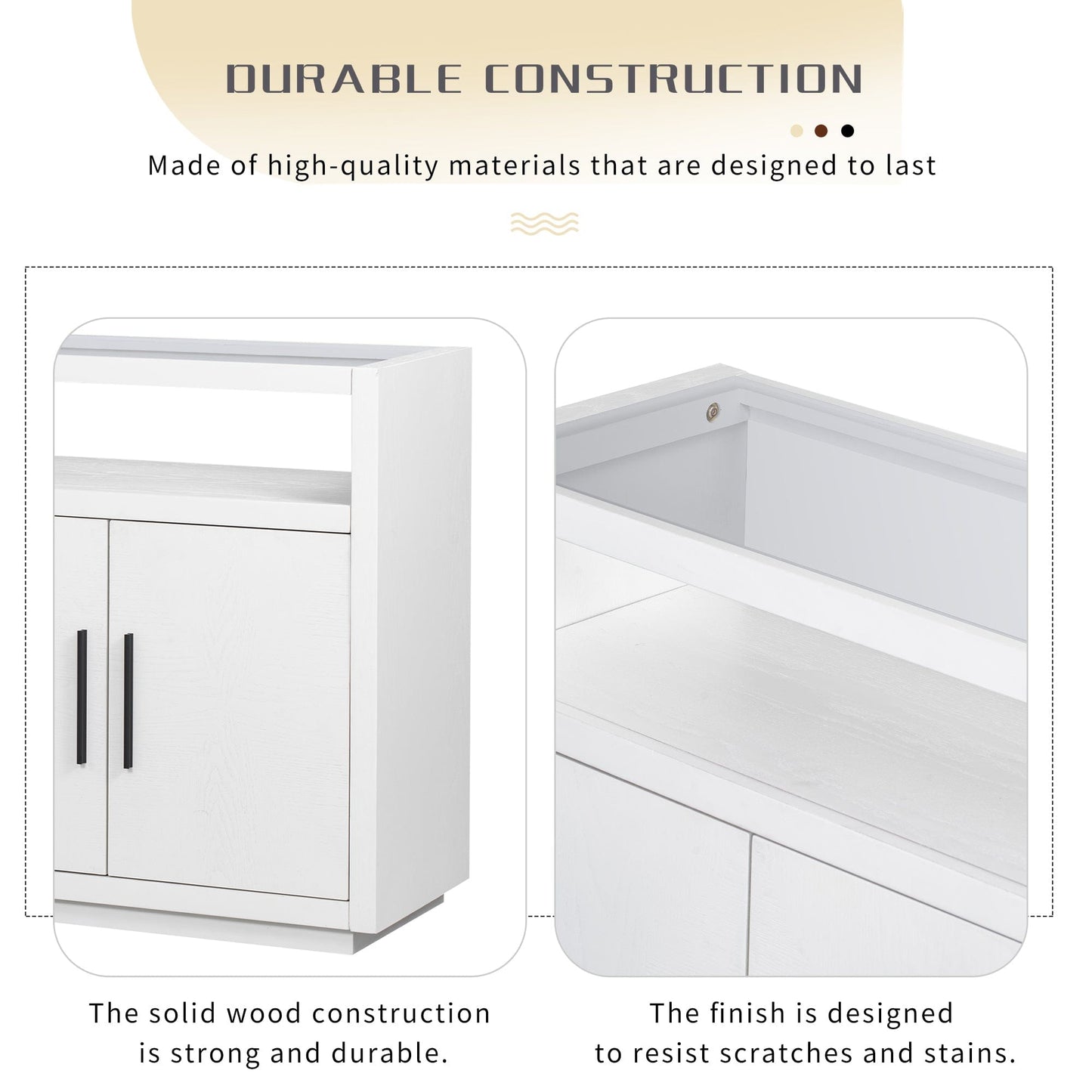 1st Choice Furniture Direct Storage Cabinet 1st Choice Stylish Wooden Storage Cabinet w/ Glass Top & 4 Metal Handles