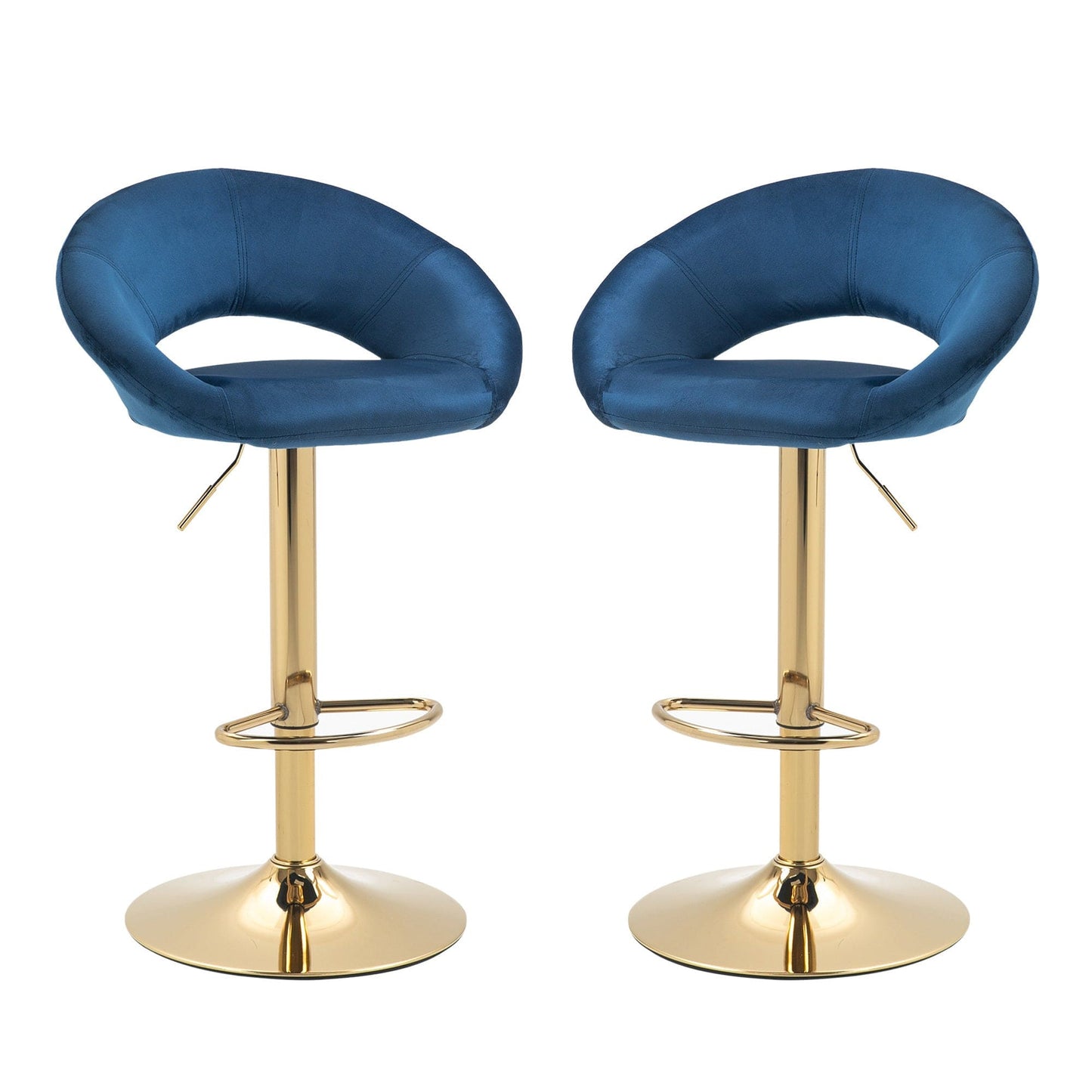 1st Choice Furniture Direct Swivel Bar Stool 1st Choice Modern Dark Blue Velvet Adjustable Counter Height Chair