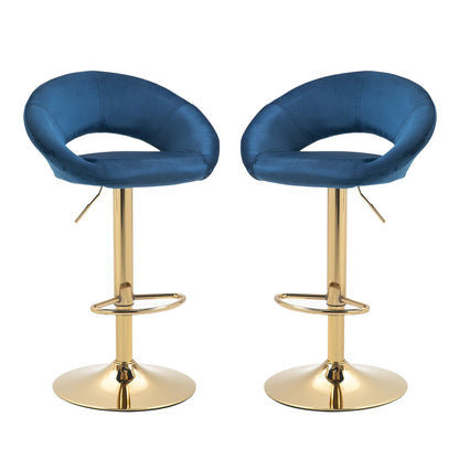 1st Choice Furniture Direct Swivel Bar Stool 1st Choice Modern Dark Blue Velvet Adjustable Counter Height Chair