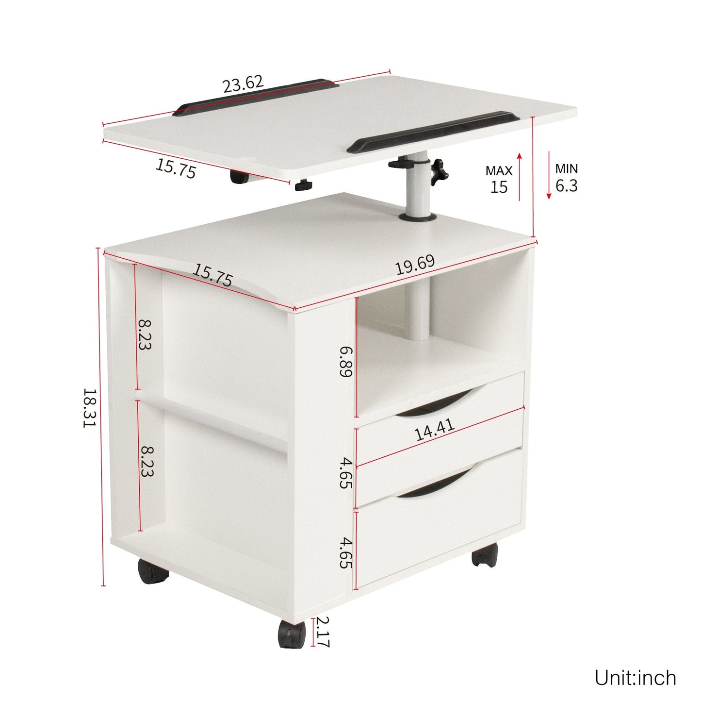 1st Choice Furniture Direct Swivel Overbed Table 1st Choice Adjustable Swivel Overbed Table w/ Storage Drawers & Wheels