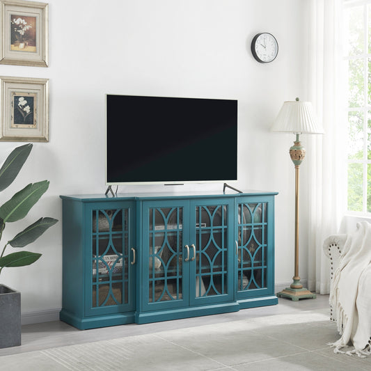 1st Choice Furniture Direct TV Stand 1st Choice Teal Blue 63" TV Stand with Glass Door & Adjustable Shelves