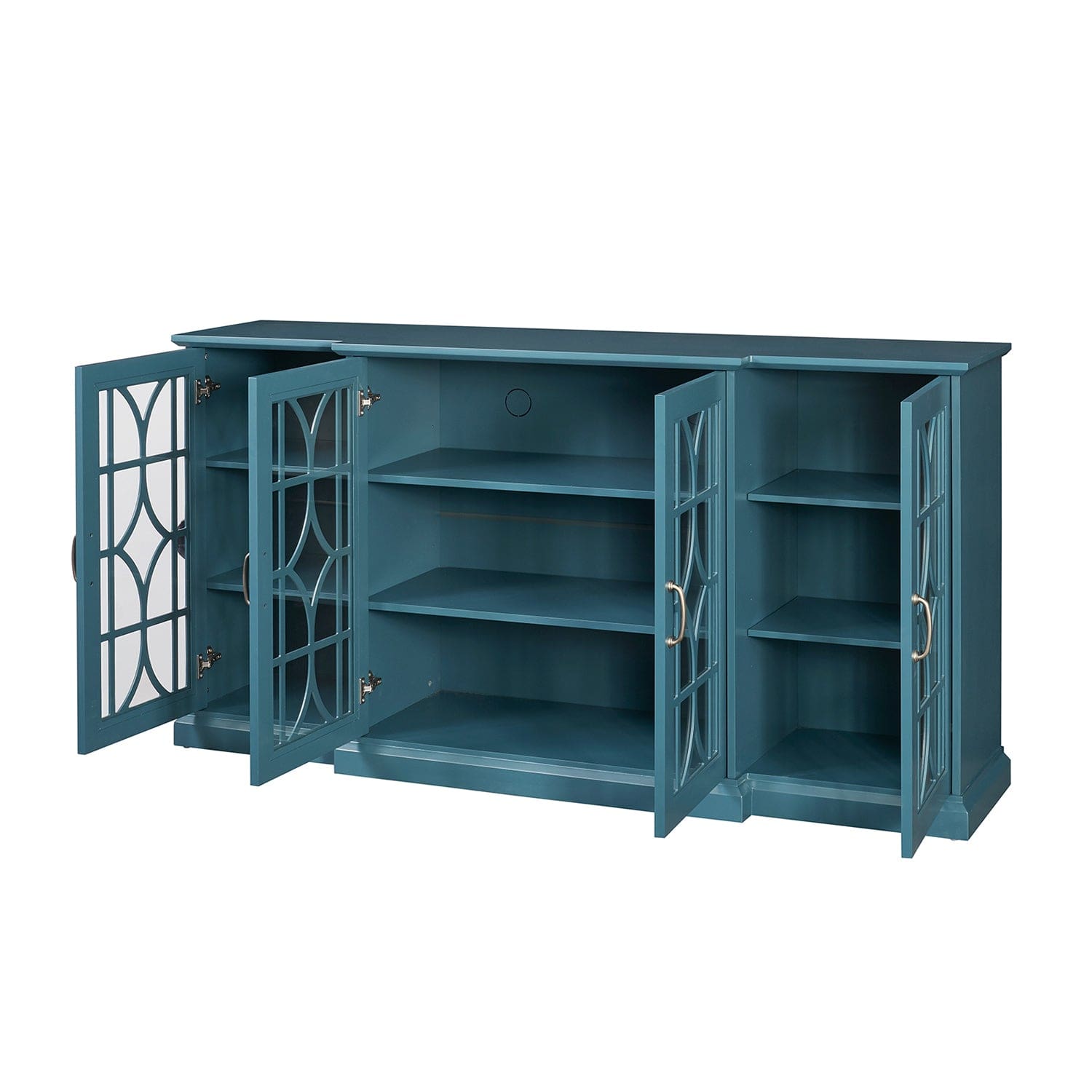 1st Choice Furniture Direct TV Stand 1st Choice Teal Blue 63" TV Stand with Glass Door & Adjustable Shelves