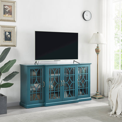 1st Choice Furniture Direct TV Stand 1st Choice Teal Blue TV Stand with Glass Door and Adjustable Shelves