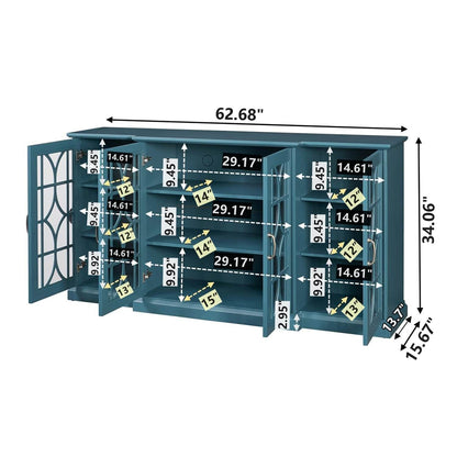 1st Choice Furniture Direct TV Stand 1st Choice Teal Blue TV Stand with Glass Door and Adjustable Shelves