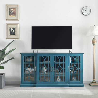 1st Choice Furniture Direct TV Stand 1st Choice Teal Blue TV Stand with Glass Door and Adjustable Shelves