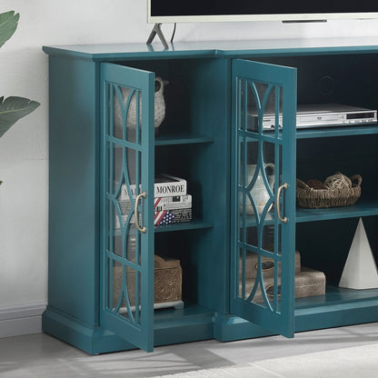 1st Choice Furniture Direct TV Stand 1st Choice Teal Blue TV Stand with Glass Door and Adjustable Shelves