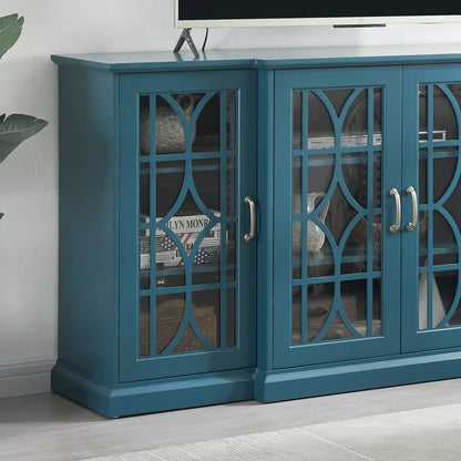 1st Choice Furniture Direct TV Stand 1st Choice Teal Blue TV Stand with Glass Door and Adjustable Shelves