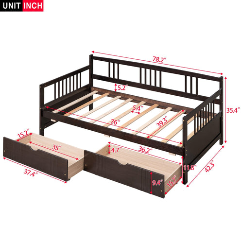 1st Choice Furniture Direct Twin Bed 1st Choice Espresso Twin Daybed with 2 Under bed Drawers