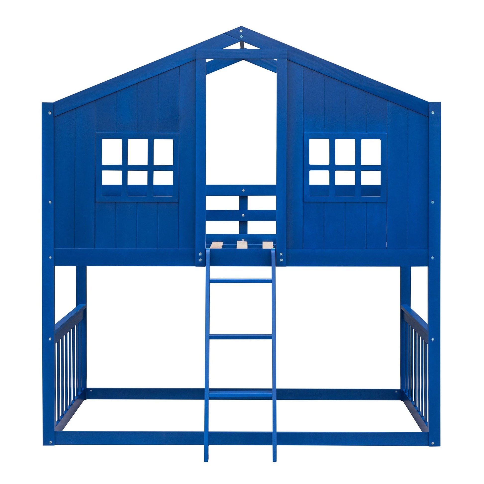 1st Choice Furniture Direct Twin Bunk Bed 1st Choice Blue Wooden Twin over Twin House Bunk Bed with Ladder