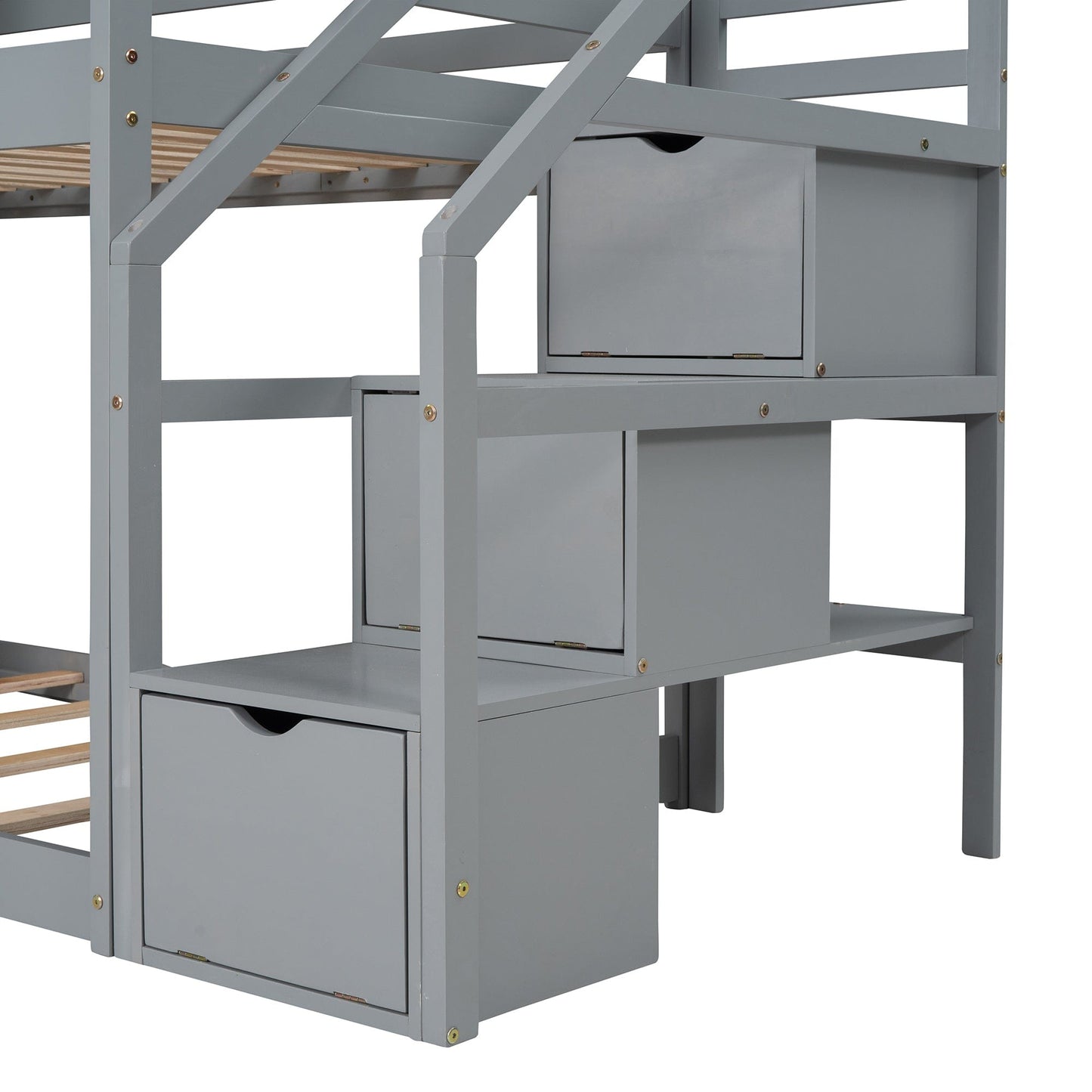 1st Choice Furniture Direct Twin Bunk Bed 1st Choice Twin Wood Bunk Bed with Storage Stairs, Roof & Ladder