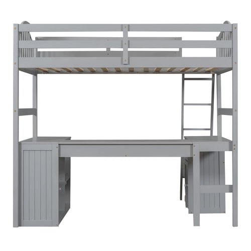 1st Choice Furniture Direct Twin Loft Bed 1st Choice Gray Twin Loft Bed with Built-in Desk, Drawers & Cabinet