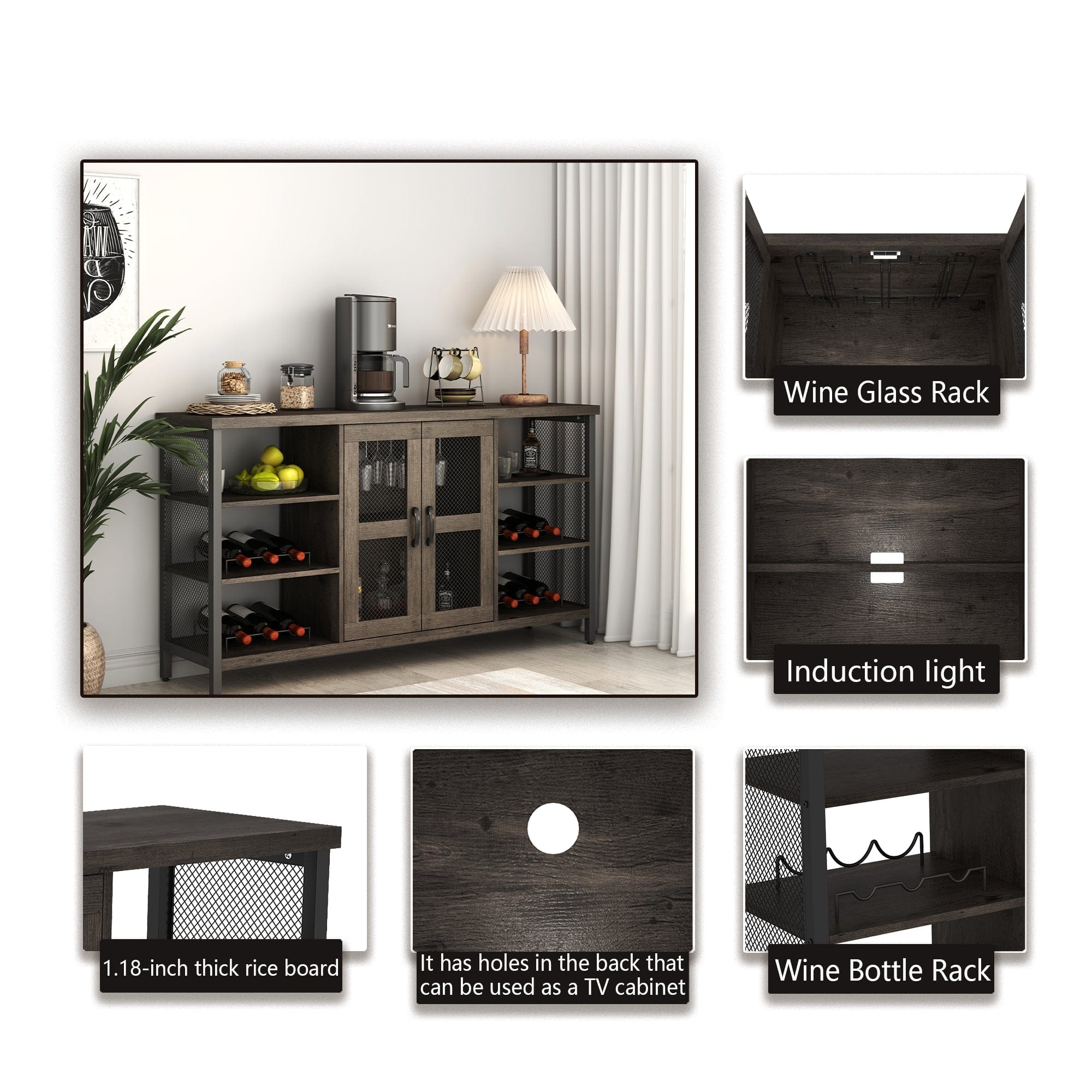 Tv cabinet best sale with wine storage