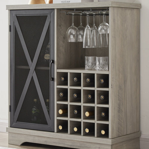 1st Choice Furniture Direct Wine Cabinet 1st Choice Single Door in Stylish Gray Wine Cabinet with 16 Bottle Storage