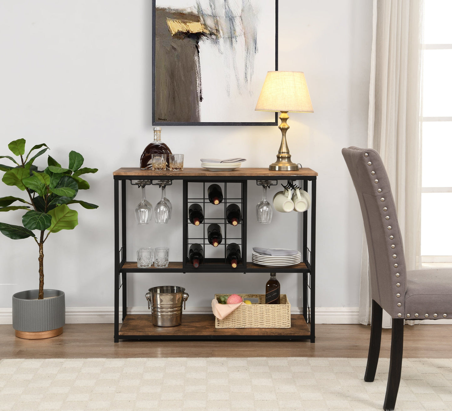 1st Choice Furniture Direct Wine Rack 1st Choice Sleek Industrial 3-Tier Wine Rack with Wine Storage