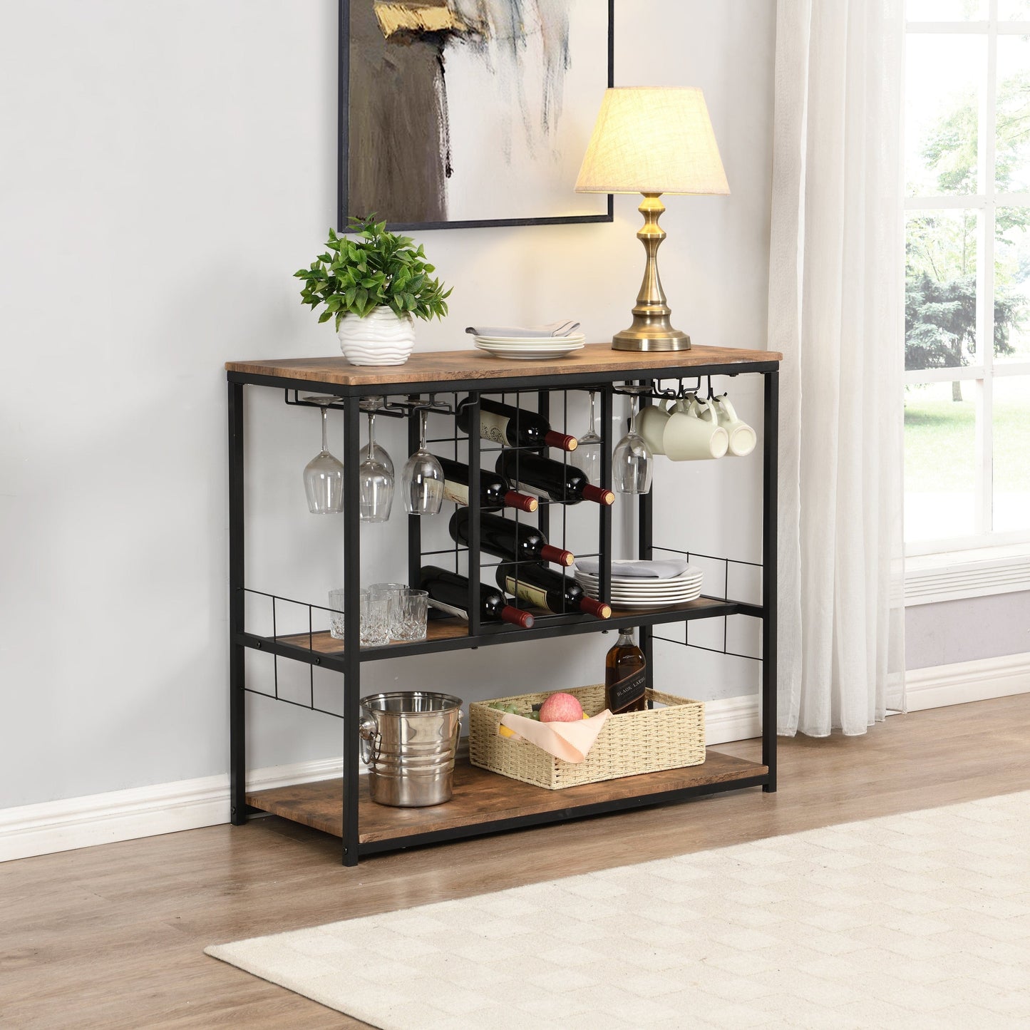 1st Choice Furniture Direct Wine Rack 1st Choice Sleek Industrial 3-Tier Wine Rack with Wine Storage